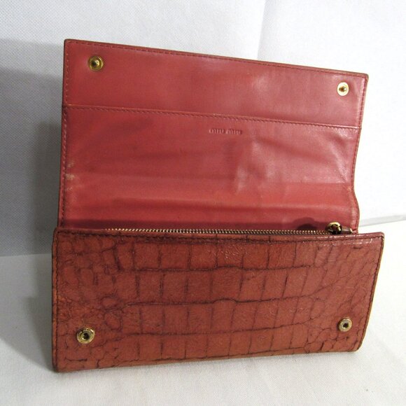 MIU MIU by PRADA  LONG CROC EMBOSSED WALLET, USED BUT WELL CARED FOR - Picture 6 of 14